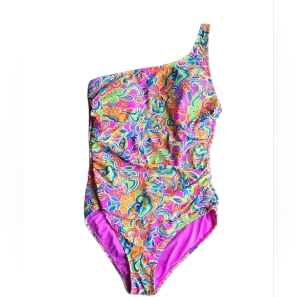 Ellen Tracy Other - Ellen Tracy Mio One Piece One-Shoulder Swimsuit, Slimming Bathing Suit, 12 NWT